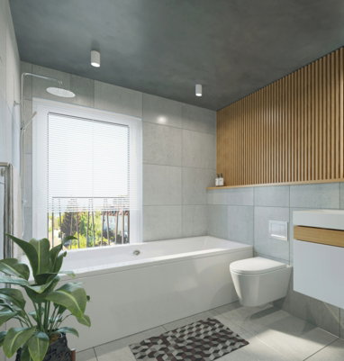 a bathroom with a toilet, sink, and bathtub